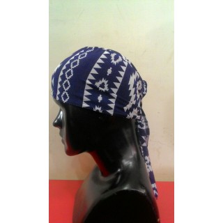 Tie back Bonnet-Blue-White-Print